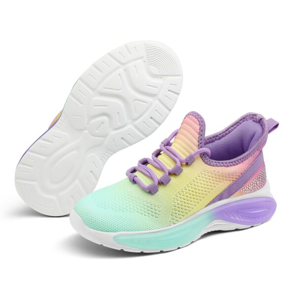 RUNSIDE Tenis ligeros para niñas, con cordones, transpirables, para caminar, para niños pequeños, niños grandes - Image 3