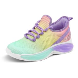 RUNSIDE Tenis ligeros para niñas, con cordones, transpirables, para caminar, para niños pequeños, niños grandes